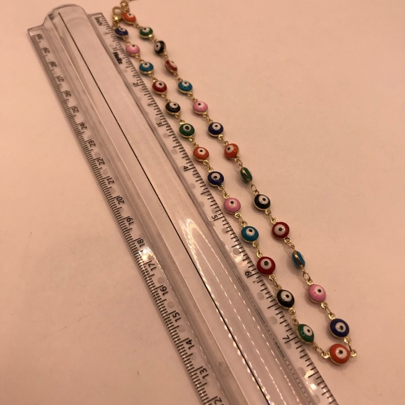 Enamel Multi Colored Evil Eyes Necklace - Picture 6 of 7